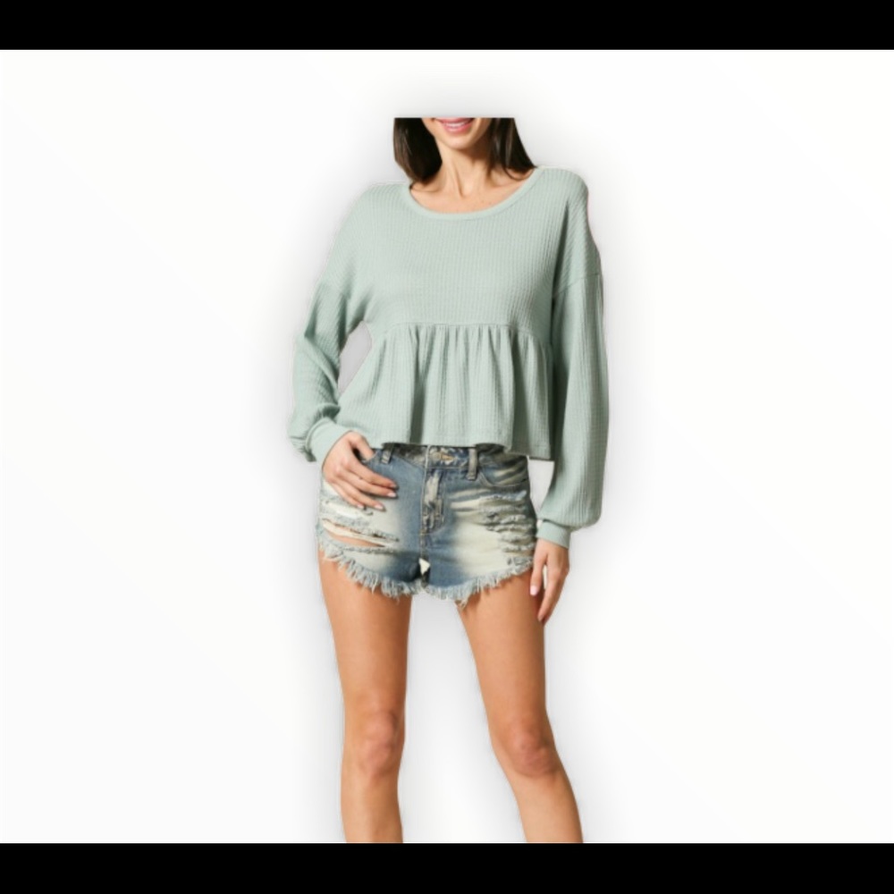 ILLA ILLA Knit Ruffle Top Sz M - Picture 3 of 5